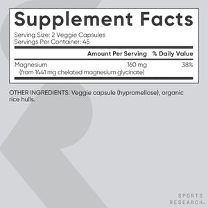 Sports Research® Magnesium Glycinate - Supports Restful Sleep & Enzymatic Processes - 160 mg Chelated Magnesium - Vegan Capsule - 90 Count Sports Research buy supplements Au