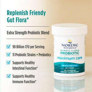 Nordic Naturals Nordic Flora Probiotic Maximum Care, 30 Capsules, 11 Probiotic Strains for Daily Immune and Digestive Health Support, Vegan, 30 Servings Nordic NaturalsBuy Supplements Australia