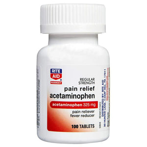 Rite Aid Regular Strength Pain Relief Acetaminophen, 325mg - 100 Tablets | Pain Reliever and Fever Reducer | Joint Pain Relief | Muscle Pain Relief | Arthritis Pain Relief | Back Pain Relief Products Rite AidBuy Supplements Australia