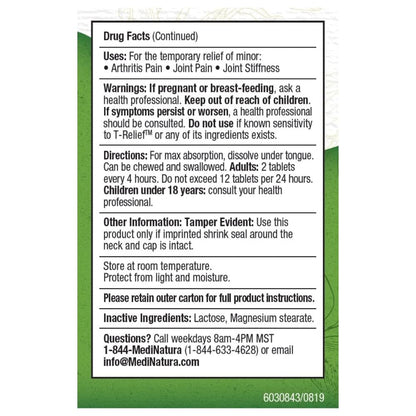 T-Relief Arthritis Arnica +12 Pain Relieving Natural Medicines Help Reduce Soreness Stiffness Aches & Pains in Joints Naturally - 100 Tablets (2 Pack) MediNaturaBuy Supplements Australia