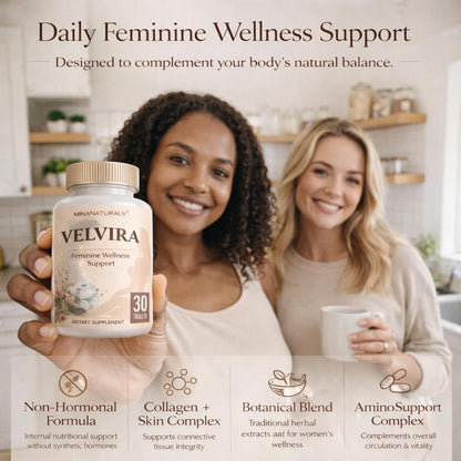 MINANATURALS VELVIRA Feminine Wellness Support Supplement for Women Herbal Rejuvenation Formula with Vitamins, Amino Acids & Collagen 30 Tablets MINANATURALS buy supplements Au