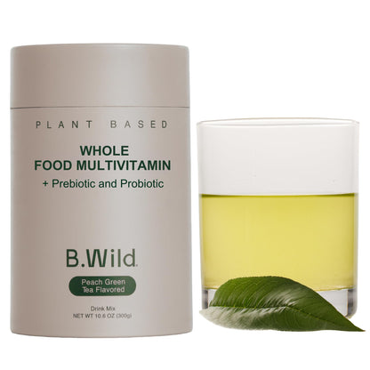 B.WILD Plant-Based Multivitamin Superfood Drink Mix – Refreshing Peach Green Tea with Vitamins, Minerals, Prebiotics & Probiotics for Gut Health & Daily Wellness – 30 Servings – Vegan, Gluten-Free B.WILD buy supplements Au