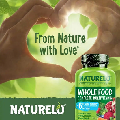 NATURELO Mens Multivitamins - Whole Food Multivitamin for Men with Vitamins, Minerals - 120 Vegetarian Capsules for Energy, Brain, Heart, Eye Health* NATURELO