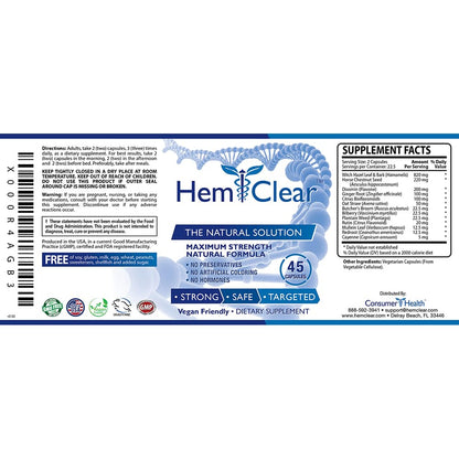 HemClear for Hemorrhoids - Vegan Formula for Hemorrhoid Relief & Vascular Health - Maximum Strength 2 Bottle 90 Capsules HemclearBuy Supplements Australia