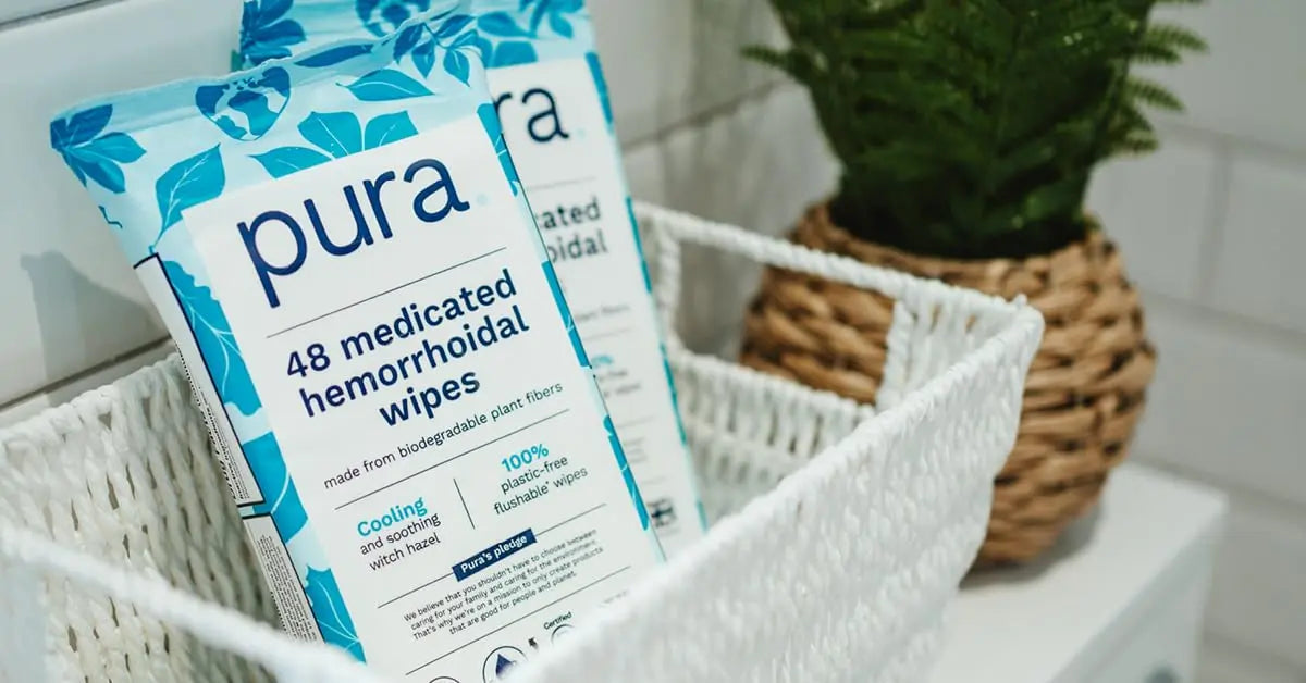 Pura Flushable Hemorrhoid Wipes XL, 48 Count, Medicated with Cooling Witch Hazel, Aloe & Coconut Oil, Fast Relief, Fragrance-Free, 100% Plastic-Free PuraBuy Supplements Australia