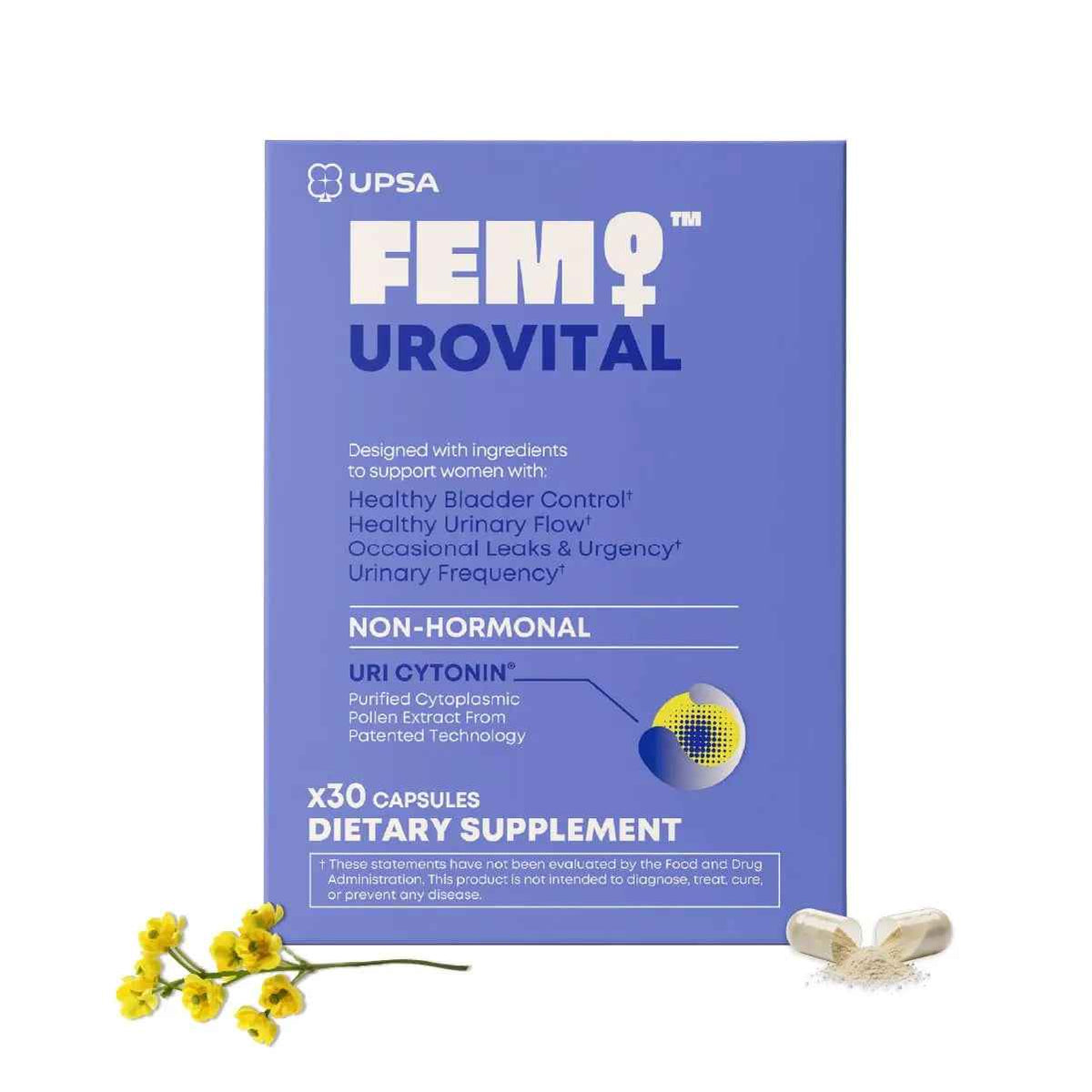 FEM Urovital Bladder Control Supplements - Overactive Bladder, Leakage & Urgency Relief - Non-Hormonal Urinary Tract Health Support for Women - 30 Capsules