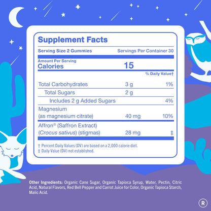FIRST DAY Calm Magnesium for Teens Gummies, Affron, No Melatonin, 60 Count | Passionfruit-guava magnesium gummies with citrate and Affron; melatonin-free nighttime relaxation support for teens.