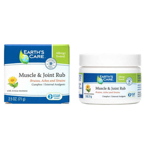 Earth's Care Muscle & Joint Rub - for Sore Muscles, Bruises, Aches and Strains - 2.5 OZ.