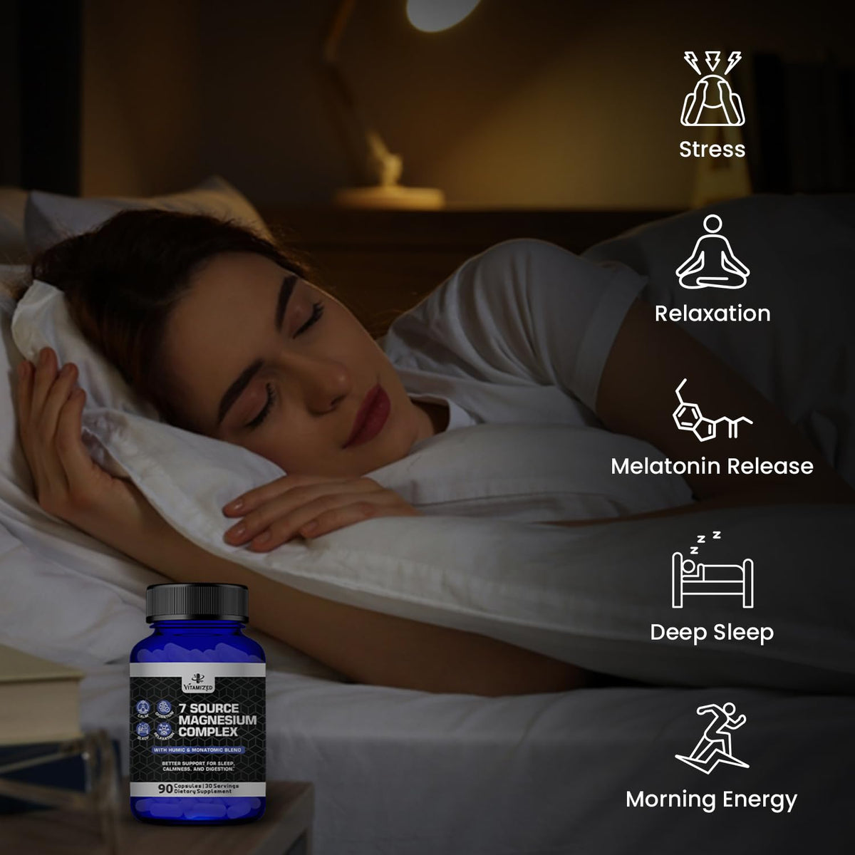 Magnesium Complex for Sleep, Relaxation, Digestion & Calm – Magnesium Glycinate, Citrate, Bisglycinate, Carbonate, Malate, Orotate, Taurate, + Humic/Fulvic for High Absorption - 90 ct. VITAMIZED buy supplements Au