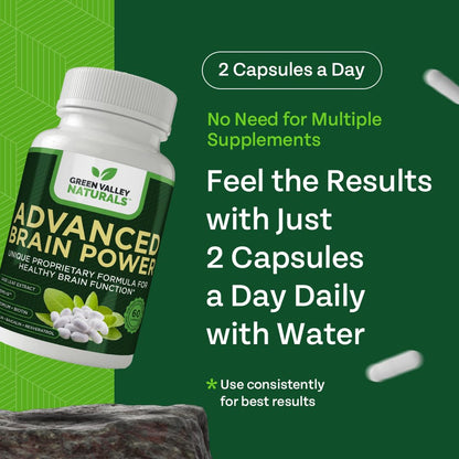 GREEN VALLEY NATURALS - Advanced Brain Power - Supports Healthy, Normal Brain Function, Focus and Concentration, clinically formulated to Support Healthy Brain Clarity. (1 Bottle, 60, Count) GREEN VALLEY NATURALS buy supplements Au