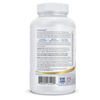 Nordic Naturals ProOmega, 1280 mg Omega-3, High Potency, Lemon, 90 Count | High Potency Fish Oil with EPA & DHA - Promotes Brain, Eye, Heart, & Immune Health - Non-GMO -90 servings