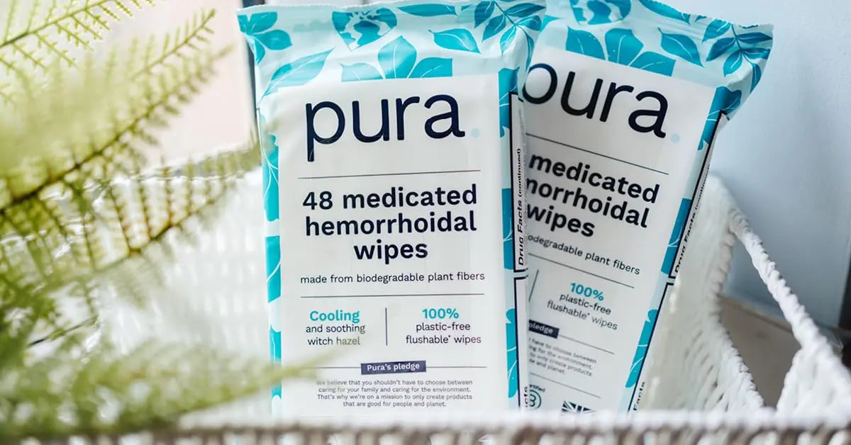 Pura Flushable Hemorrhoid Wipes XL, 48 Count, Medicated with Cooling Witch Hazel, Aloe & Coconut Oil, Fast Relief, Fragrance-Free, 100% Plastic-Free PuraBuy Supplements Australia