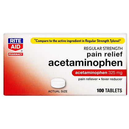 Rite Aid Regular Strength Pain Relief Acetaminophen, 325mg - 100 Tablets | Pain Reliever and Fever Reducer | Joint Pain Relief | Muscle Pain Relief | Arthritis Pain Relief | Back Pain Relief Products Rite AidBuy Supplements Australia