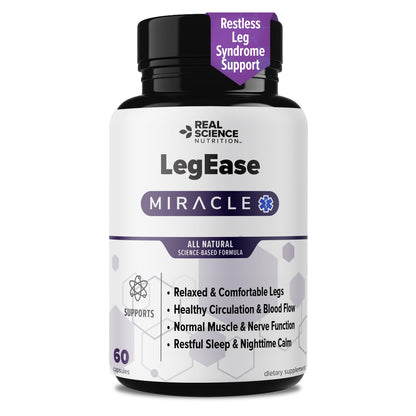 Real Science LegEase Miracle – All Natural Restless Legs Syndrome Relief & Leg Cramp Supplement with Vitamins C, D, K, B6, B12 + Nitric Oxide Support – Sleep & Circulation Aid – Made in USA, 60 Caps Real Science NutritionBuy Supplements Australia