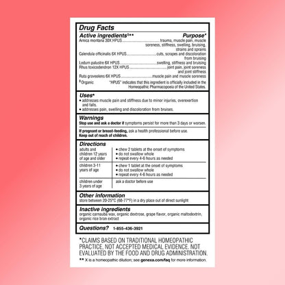 Genexa Arnica Tablets for Pain Relief Formula | Alleviate Muscle & Joint Pain, Soreness, & Stiffness | Delicious Organic Grape Flavor | Homeopathic Remedy Made Clean | 300 Chewable Tablets (3 Pack) GenexaBuy Supplements Australia