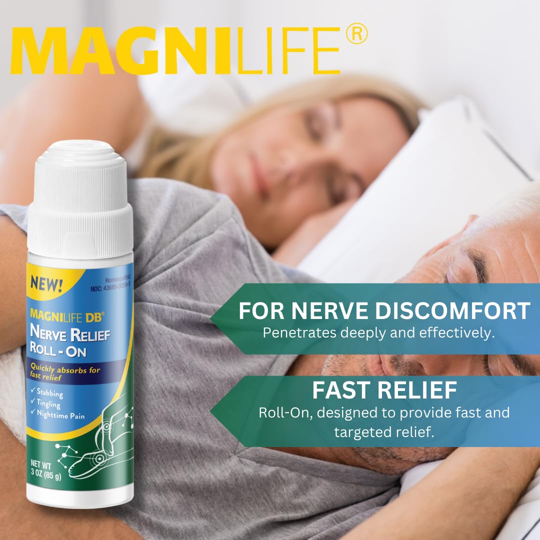 Magnilife DB Nerve Relief Roll On, 3 Oz, Topical Nerve Pain Relief for Feet, Legs, Hands & Arms, Helps Soothe Stabbing, Burning & Tingling Discomfort, Fast-Absorbing, Non-Greasy & Unscented Formula MagniLifeBuy Supplements Australia