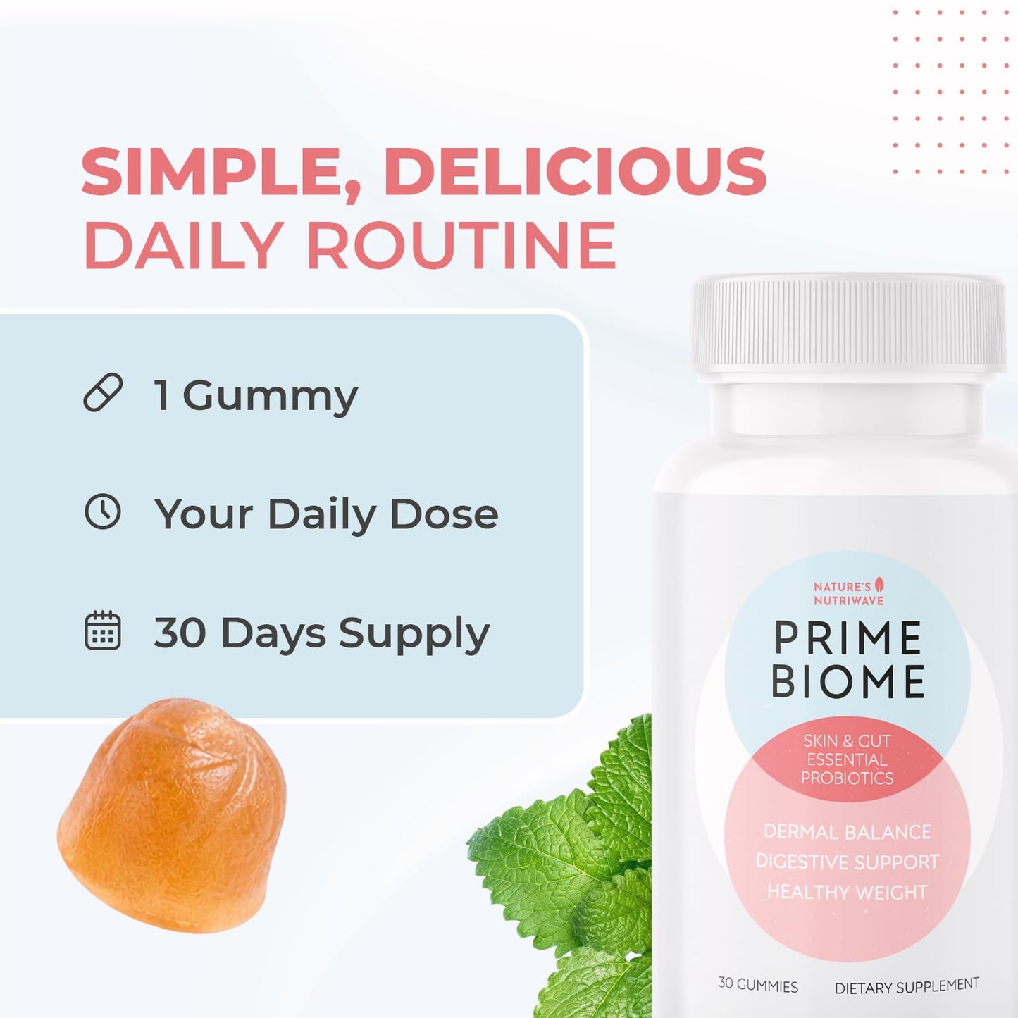 Nature’s NutriWave PrimeBiome Probiotic Gummies – Plant-Based Blend with Inulin, Lion’s Mane, Ginger & More– Non-GMO, No Stimulants, GMP Certified – 30 Gummies, 6 Month Supply Nature’s NutriWave buy supplements Au