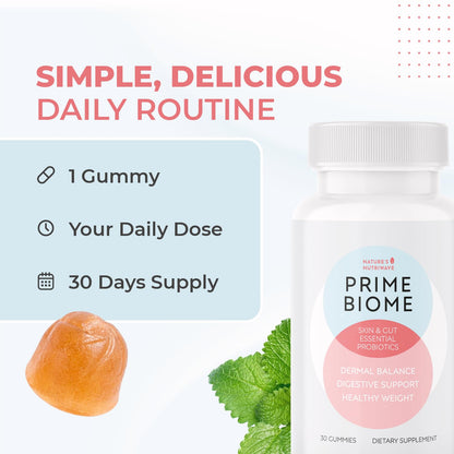 Nature’s NutriWave PrimeBiome Probiotic Gummies – Plant-Based Blend with Inulin, Lion’s Mane, Ginger & More– Non-GMO, No Stimulants, GMP Certified – 30 Gummies, 6 Month Supply Nature’s NutriWave buy supplements Au