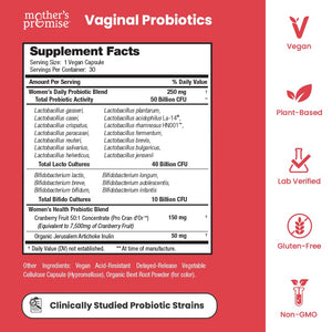 Vaginal Probiotics for Women pH Balance | 50 Billion CFU Womens Probiotic + Cranberry Pills for Vaginal Health, Healthy Odor, Yeast, Urinary Tract | Vegan Women's Probiotics and Prebiotics Supplement Mother's Promise buy supplements Au