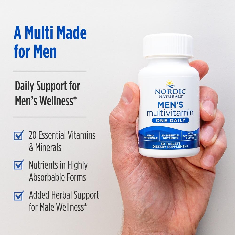 Nordic Naturals Men’s Multivitamin One Daily - Bone, Energy, & Blood-Vessel Support - Immunity Supplement - 20 Essential Nutrients - 30 Tablets - 30 Servings Nordic NaturalsBuy Supplements Australia