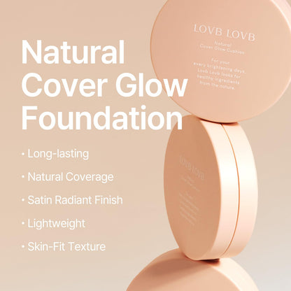 LOVB LOVB Natural Cover Glow Cushion Foundation | Satin Radiant Finish | Korean Foundation Makeup | Long-Lasting Natural Coverage | for All Skin Types 0.42 oz. (23N Natural Beige) LOVB LOVBBuy Supplements Australia