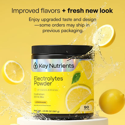 KEY NUTRIENTS Electrolytes Powder Bundle, Refreshing Lemonade 90 Servings Jar + Fresh Pink Lemonade 90 Servings Jar, Sugar Free Hydration Drink Mix with Vitamins & Minerals, No Calories