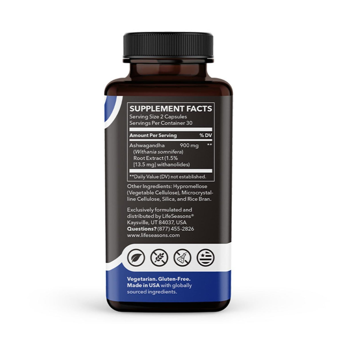 LifeSeasons Essentials Ashwagandha - Stress & Sleep Support Supplement - Calm & Focused Mind - Improves Athletic Performance & Brain Function - 900mg per 2 Capsules - 60 Capsules LifeSeasons buy supplements Au