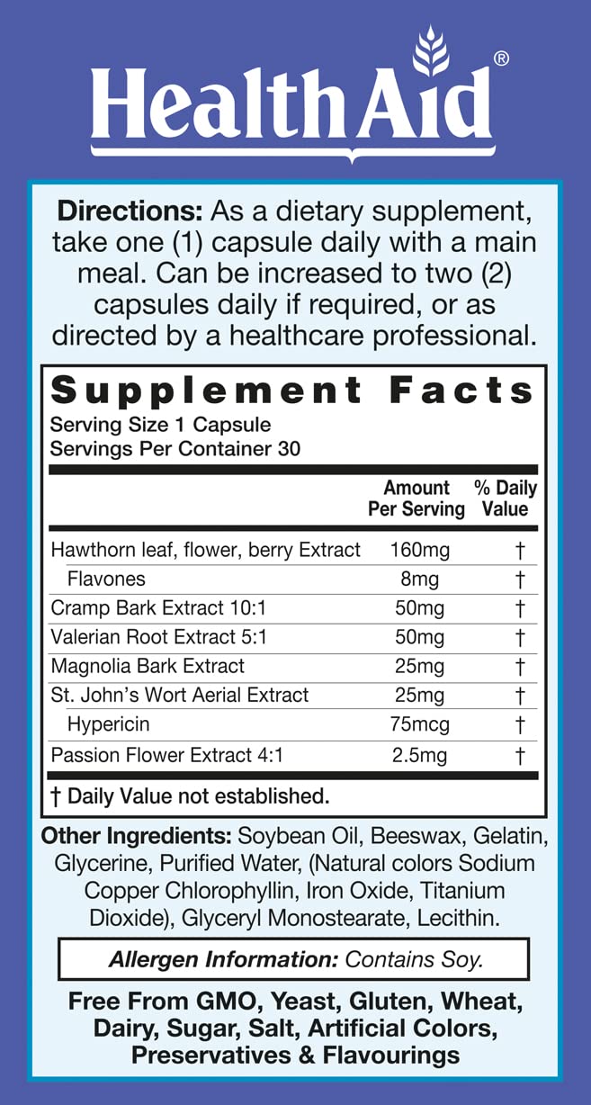 RelaxEase, Herbal Blend to Support Harmony and Tranquility, Once Daily, 30 ct, Helps Promote Health and Relaxation HealthAid buy supplements Au