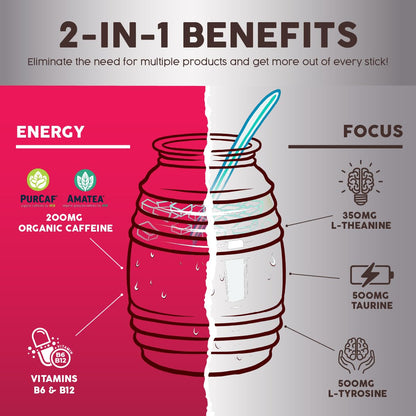 Salud 2-Pack |2-in-1 Energy + Focus (Pineapple Mango) & Energy + Focus (Hibiscus) – 15 Servings Each, Agua Fresca Drink Mix, Non-GMO, Gluten Free, Vegan, Low Calorie, 1g of Sugar