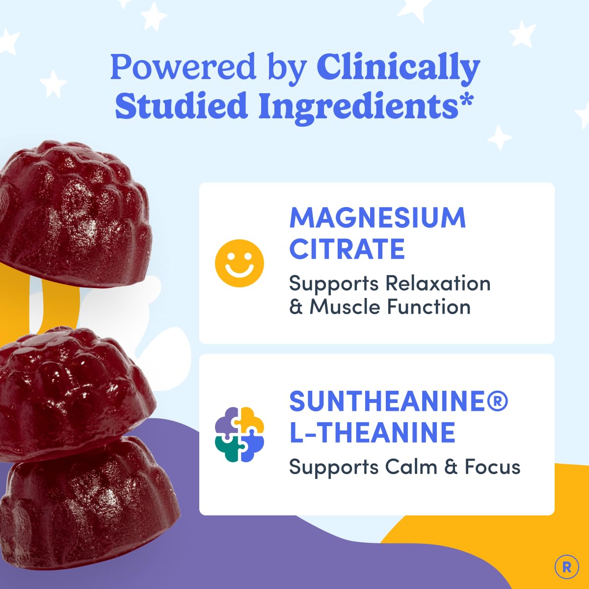FIRST DAY Kids Magnesium Gummies, Citrate + L-Theanine, No Melatonin, 60 Ct | Strawberry citrate magnesium gummies for kids with Suntheanine® L-theanine; melatonin-free calm and bedtime support for kids