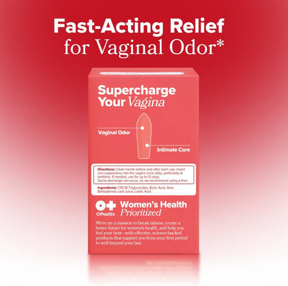 O Positiv URO Boric Acid Vaginal Suppository with Lactic Acid – 12 Ct