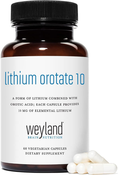 Lithium Orotate - 10mg of Elemental Lithium, 60 Vegetarian Capsules (Pack of 2)