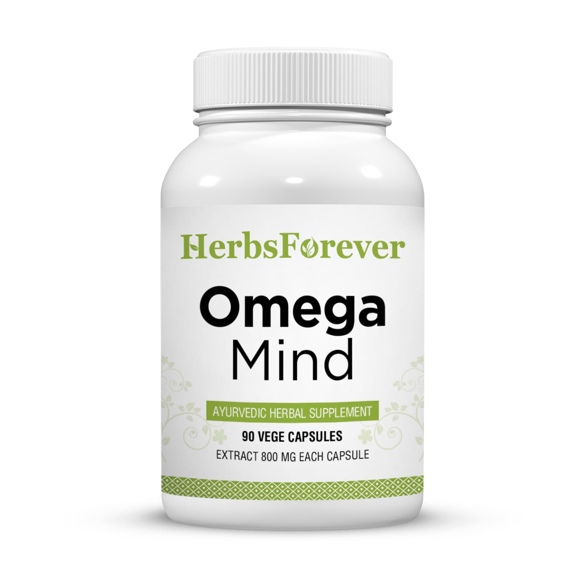 Herbs Forever Omega Mind supplement bottle on a white background