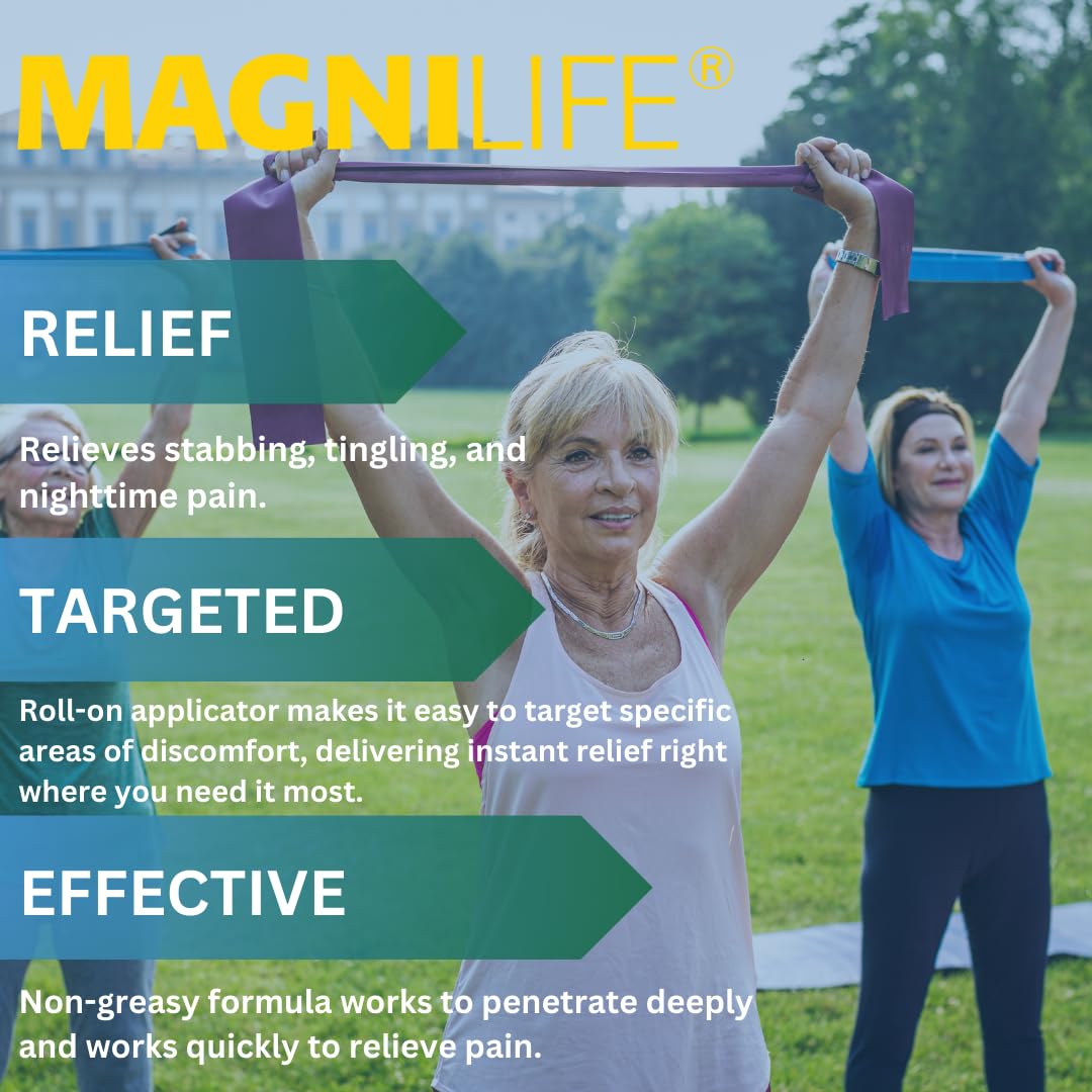 Magnilife DB Nerve Relief Roll On, 3 Oz, Topical Nerve Pain Relief for Feet, Legs, Hands & Arms, Helps Soothe Stabbing, Burning & Tingling Discomfort, Fast-Absorbing, Non-Greasy & Unscented Formula MagniLifeBuy Supplements Australia
