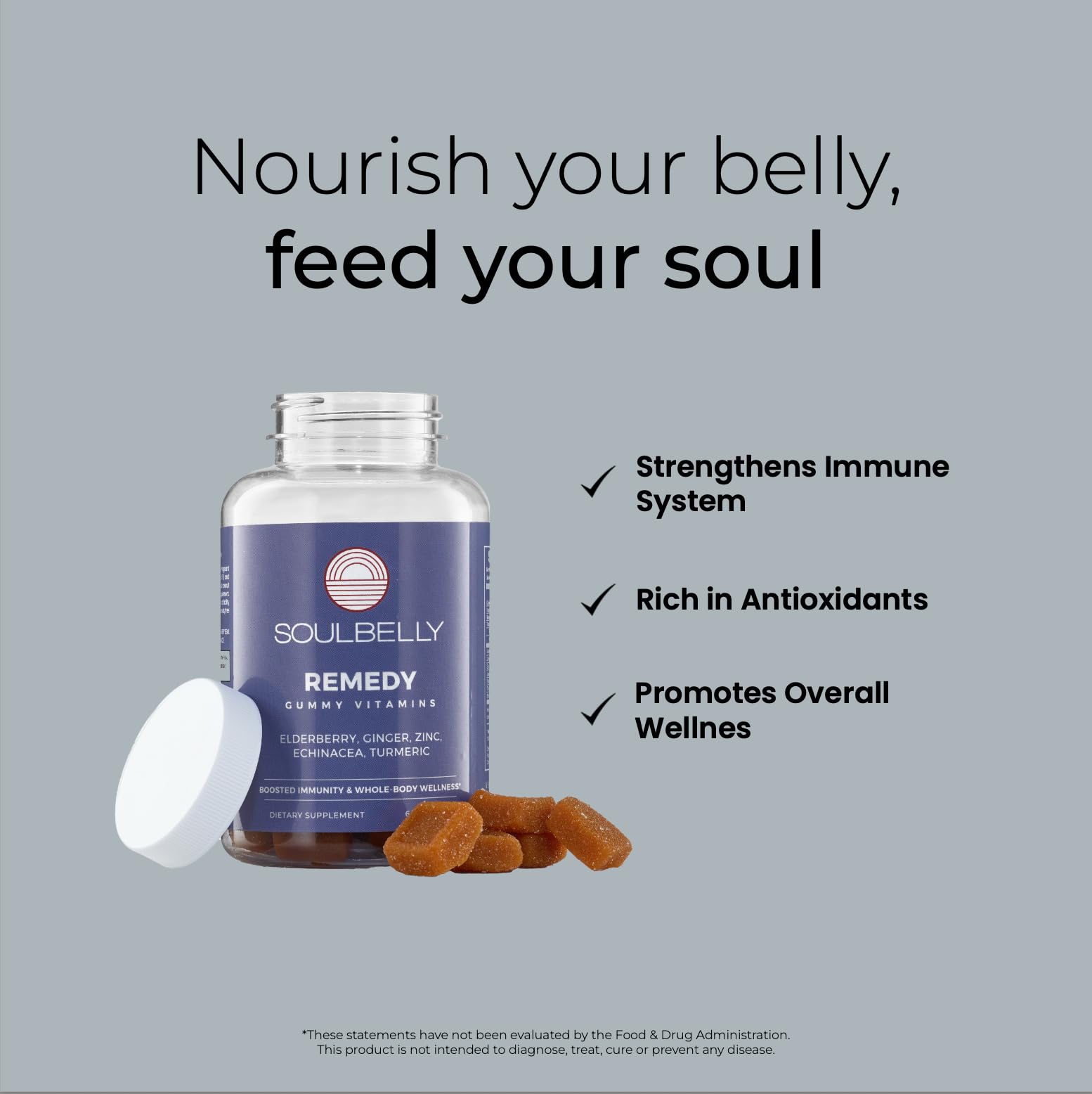 SOULBELLY Super Immunity | Remedy Vitamin Gummies for Immune Support | Vegan | Gluten-Free | Non-GMO | 60 Count SOULBELLY buy supplements Au