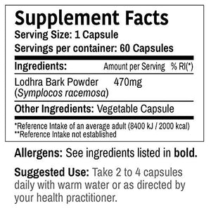 DR WAKDE's Organic Lodhra Capsules (Symplocos racemosa) I 100% Natural Herbal Supplement I 60 Veggie Capsules DR WAKDE'sBuy Supplements Australia