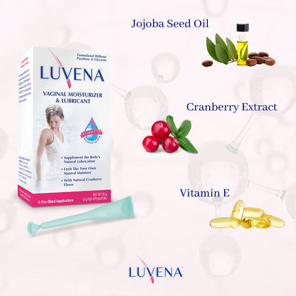 LUVENA Vaginal Moisturizer for Women, Long-Lasting, Intimate Care, Feminine Hydration, Menopause Support, Relieve Dryness & Irritation, Pre-Filled Applicators, pH Balanced, Water-Based, 30g (1 pack) LUVENA buy supplements Au