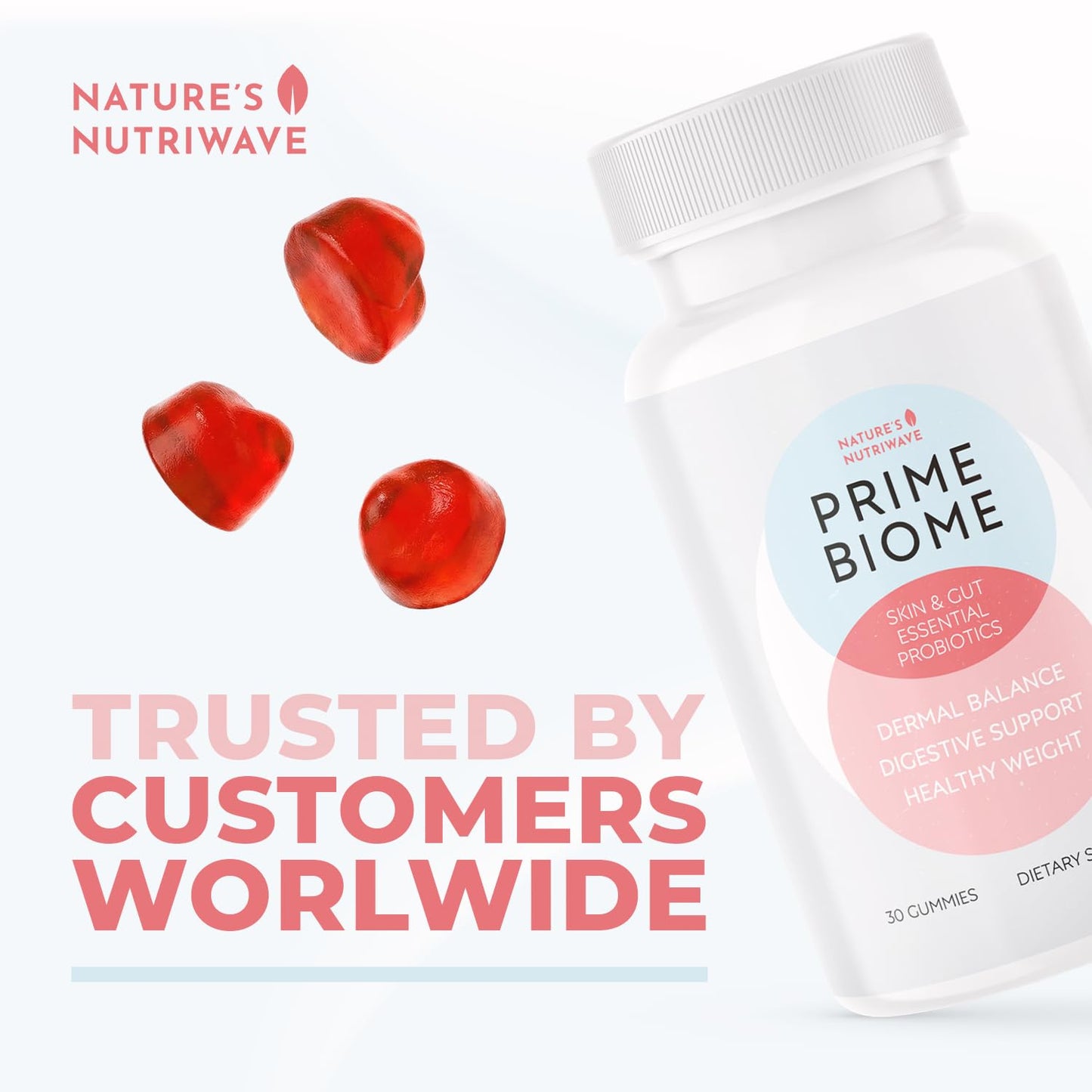 Nature’s NutriWave PrimeBiome Probiotic Gummies – Plant-Based Blend with Inulin, Lion’s Mane, Ginger & More– Non-GMO, No Stimulants, GMP Certified – 30 Gummies, 6 Month Supply Nature’s NutriWave buy supplements Au