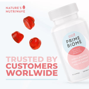 Nature’s NutriWave PrimeBiome Probiotic Gummies – Plant-Based Blend with Inulin, Lion’s Mane, Ginger & More– Non-GMO, No Stimulants, GMP Certified – 30 Gummies, 6 Month Supply Nature’s NutriWave buy supplements Au