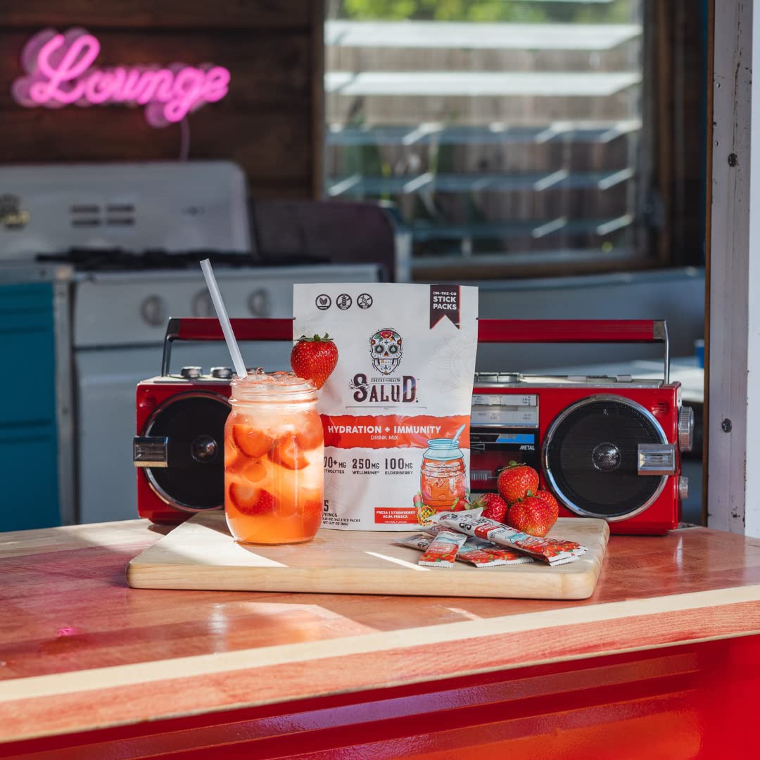 Salud 2-in-1 Hydration + Immunity Drink Mix, Cucumber Lime | Electrolytes Powder, Agua Fresca, Elderberry, Dairy & Soy Free, Non-GMO, Gluten Free, Vegan, 1g Sugar (15 Servings)