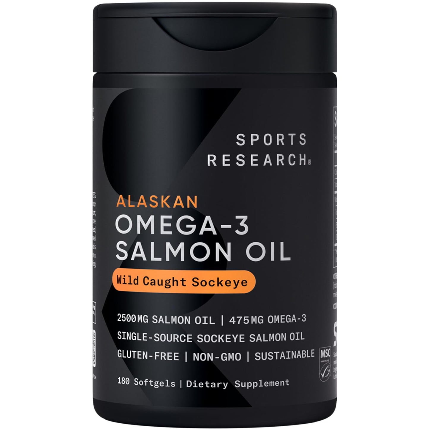 Sports Research® Salmon Oil - Single-Source Wild Alaskan Sockeye | 2500 mg per Serving w/EPA & DHA Fatty Acids | MSC Certified - 180 Count Softgels Sports Research buy supplements Au