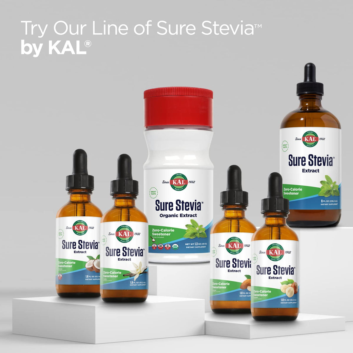 KAL Sure Stevia Extract Powder, Low Carb, Plant Based Stevia Sweetener, Great Taste, Zero Calories, Zero Sugar, Low Glycemic & Perfect for a Keto Diet, 60-Day Guarantee, Approx. 1820 Servings, 3.5oz
