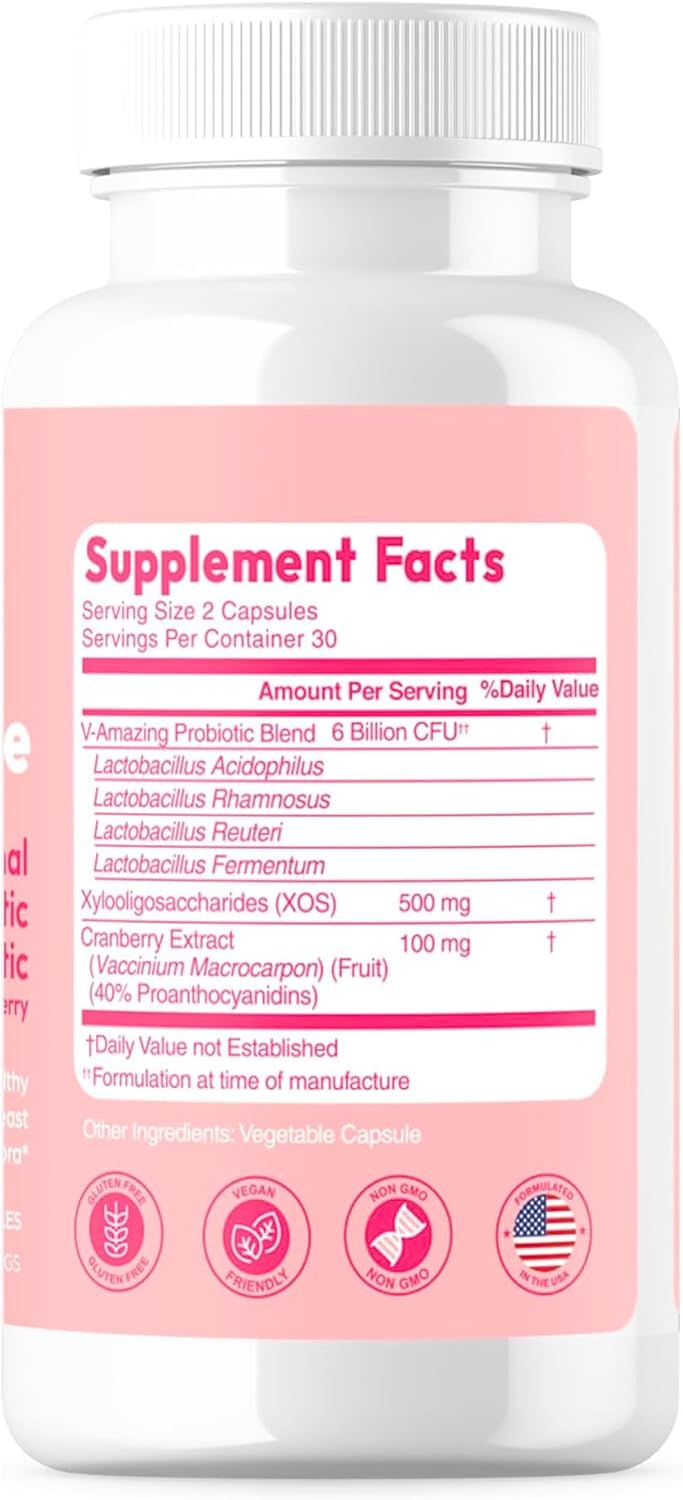 Mila Miamor ApHr-O-dYte Women’s Probiotic and Prebiotic with Cranberry - Gluten-Free, Non-GMO Supplement for Feminine Health, pH Balance, Odor Control, Urinary Tract - 60 Capsules