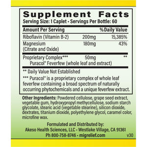 MigreLief Original Triple Therapy with Puracol - Nutritional Support for Migraine Sufferers - 60 Caplets/1 Month Supply MigreLiefBuy Supplements Australia