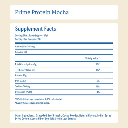 Equip Prime Mocha Protein Powder - Gut-Friendly, No Sugar Protein Shake Powder with Grass-Fed Beef & Natural Collagen - Rich & Creamy Mix - 21g Per Serving - Whey & Dairy-Free (30 Scoops)