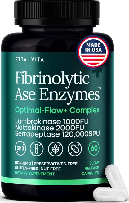 Potent Nattokinase 4000 FU Serrapeptase 240000 SPU Lumbrokinase 2000 FU Supplement - Proteolytic Enzymes Capsules for Energy Support, Digestion, Detox, Cognition & Gut Health for Men & Women Etta Vita buy supplements Au