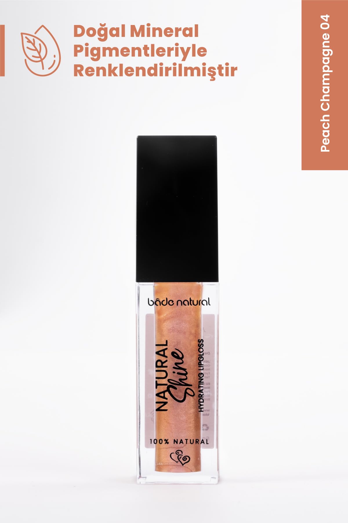 Bade Natural Moisturizing Lip Gloss Peach Champagne 04 – Soft Shine Finish, Smooth Non-Sticky Formula Bade NaturalBuy Supplements Australia