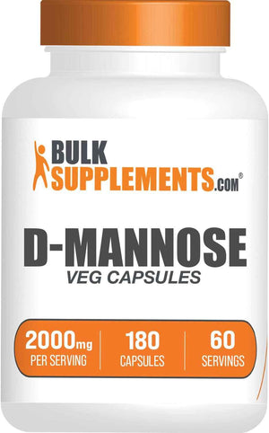 BulkSupplements.com D-Mannose Capsules - D-Mannose Supplement, for Urinary Tract Support - Vegan & Gluten Free, 3 Capsules per Serving (2000mg), 180 Count (Pack of 1)