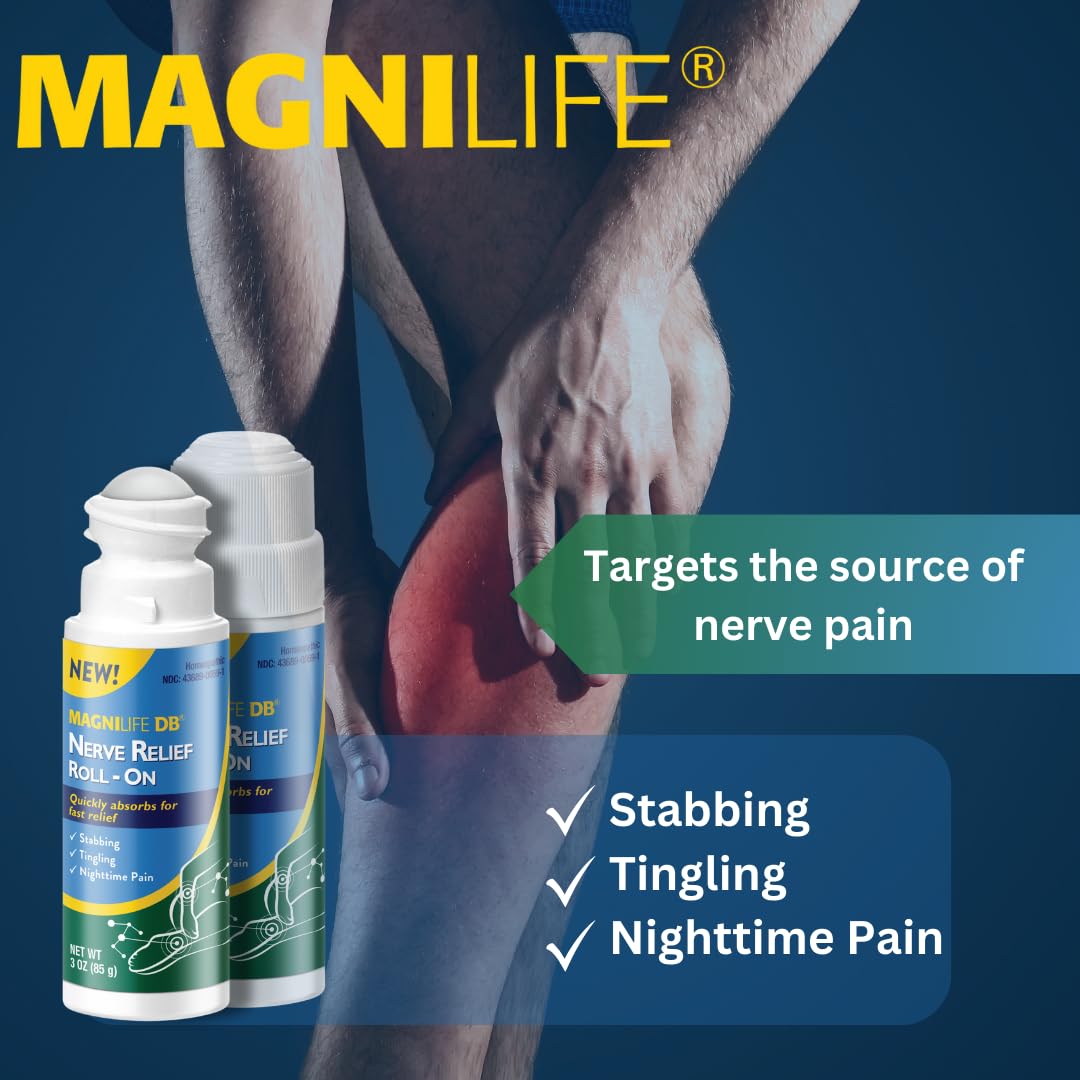 Magnilife DB Nerve Relief Roll On, 3 Oz, Topical Nerve Pain Relief for Feet, Legs, Hands & Arms, Helps Soothe Stabbing, Burning & Tingling Discomfort, Fast-Absorbing, Non-Greasy & Unscented Formula MagniLifeBuy Supplements Australia