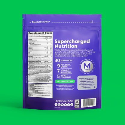 L'Evate You Vitality Daily Greens Powder (28 Servings) 30 Superfoods, 9 Greens - for a Cellular Energy Boost, Powered by M-Charge Complex for All Day Energy (Original) Steve Harvey's L'Evate You buy supplements Au